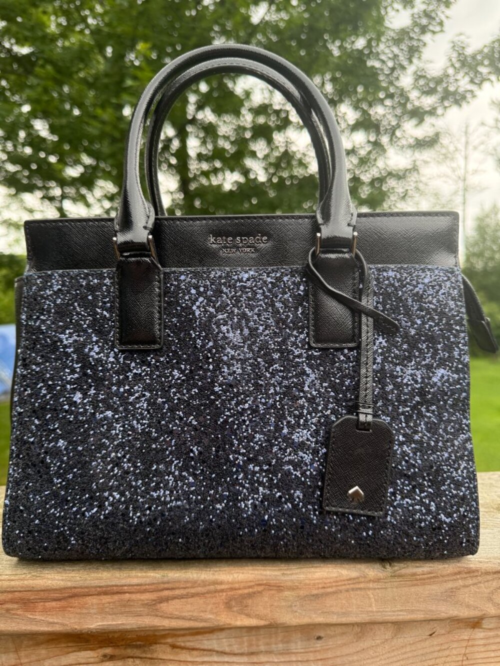 Kate Spade Shoulder Bag Purse Crossbody Blue Glitter Novelty